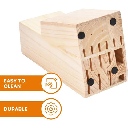 סט סכינים למטבח עם מעמד מעץ מלא – 15 חלקים, סכיני שף חדים מפלדת אל חלד, סכין לחם, סכין קצבים, סכיני פרי ובשר.