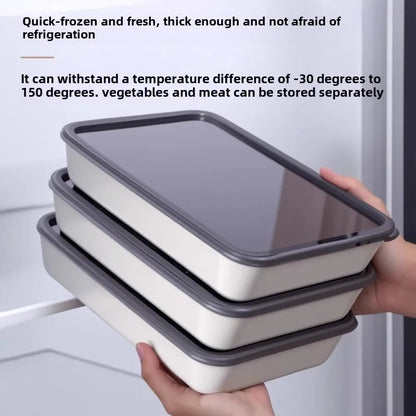 קופסת אחסון מזון מלבנית מנירוסטה 316 איכותית עם מכסה – לשמירה על טריות המזון. עשויה מחומר ברמה גבוהה, עמידה לאורך זמן, קלה לניקוי ומתאימה לאחסון בטוח של מזון חם או קר. מושלמת למטבח הביתי, לטיולים או לעבודה.