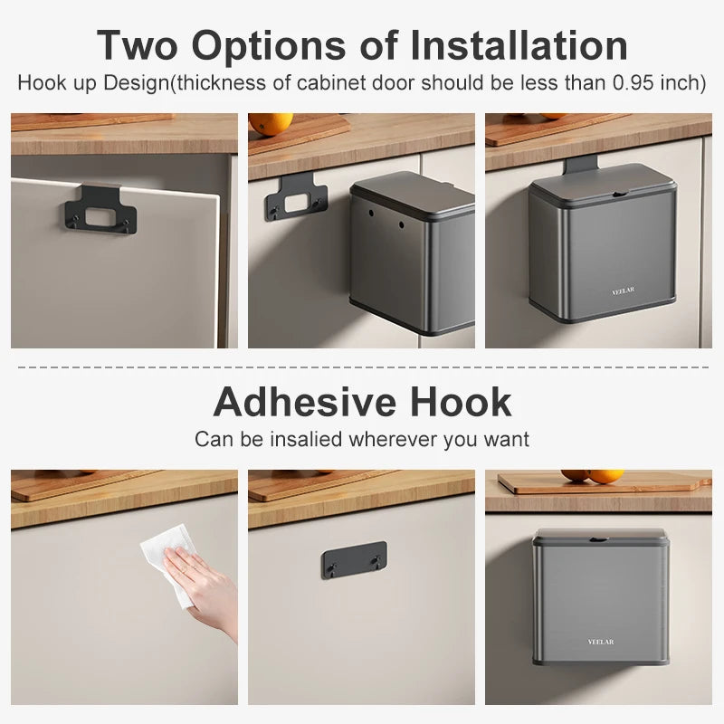 פח אשפה למטבח – ניתן לתלייה על הקיר או על דלת ארון המטבח, מתאים לפסולת נייר ושאריות מזון. פח אשפה קומפקטי לשולחן עבודה או למטבח, נוח לשימוש ולניקוי.