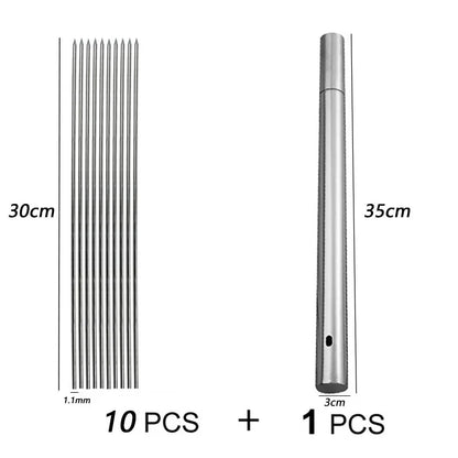 שיפודי ברביקיו איכותיים מנירוסטה, עמידים בחום ומתאימים לצלייה של שish kebab, בשר, ירקות ועוד. אידיאליים לשימוש בחוץ – קמפינג, פיקניק, מנגל ביתי וכל כלי הבישול הנלווים. קלים לניקוי ולשימוש חוזר, כלי חובה לכל חובב גריל.