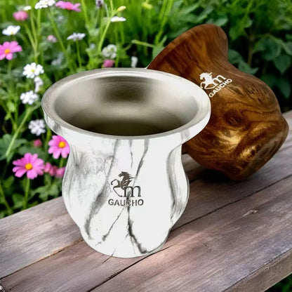 كوب غواشو يربا ماتي من الفولاذ المقاوم للصدأ، الأرجنتين، كالاباش مزدوج الجدار مع عزل حراري