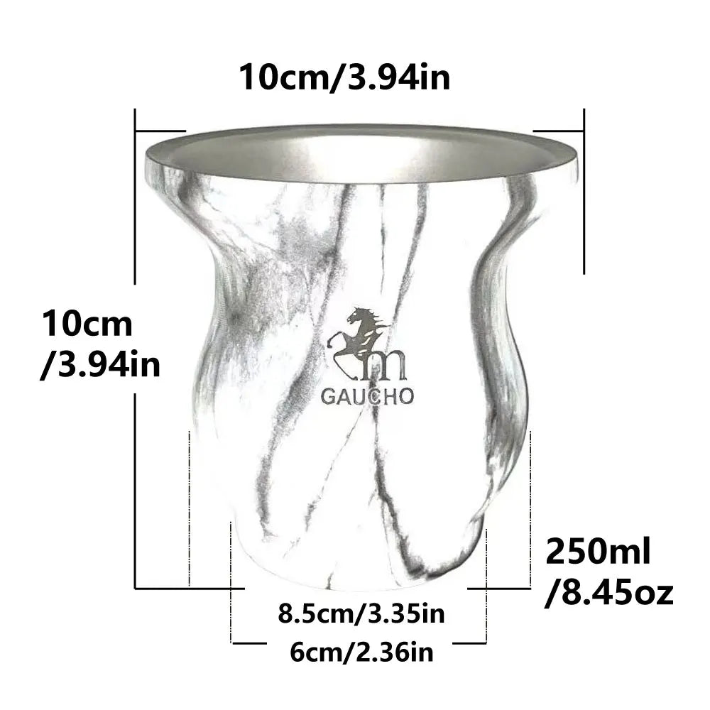 كوب غواشو يربا ماتي من الفولاذ المقاوم للصدأ، الأرجنتين، كالاباش مزدوج الجدار مع عزل حراري