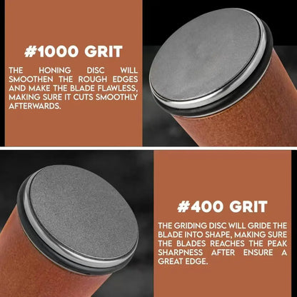 ערכת השחזה מגנטית עם גלגל זווית 15° ו-20°, כוללת אבן יהלום להשחזה מדויקת ומחזיק סכין מגנטי. פתרון מקצועי וקל לשימוש להשחזת סכיני מטבח ברמת שף.