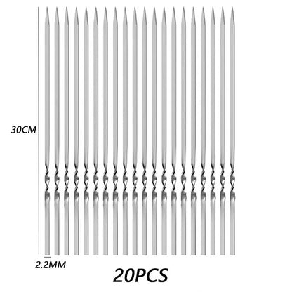 שיפודי ברביקיו איכותיים מנירוסטה, עמידים בחום ומתאימים לצלייה של שish kebab, בשר, ירקות ועוד. אידיאליים לשימוש בחוץ – קמפינג, פיקניק, מנגל ביתי וכל כלי הבישול הנלווים. קלים לניקוי ולשימוש חוזר, כלי חובה לכל חובב גריל.