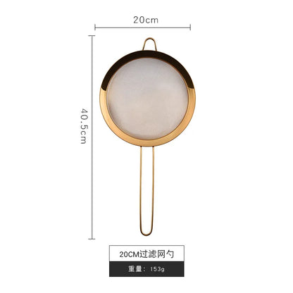 Stainless Steel Gold Mesh Egg Beater Separate Oil Strainer Flour Sifter Sieve Colanders Flour Coffee Mesh Filter Kitchen Bakware