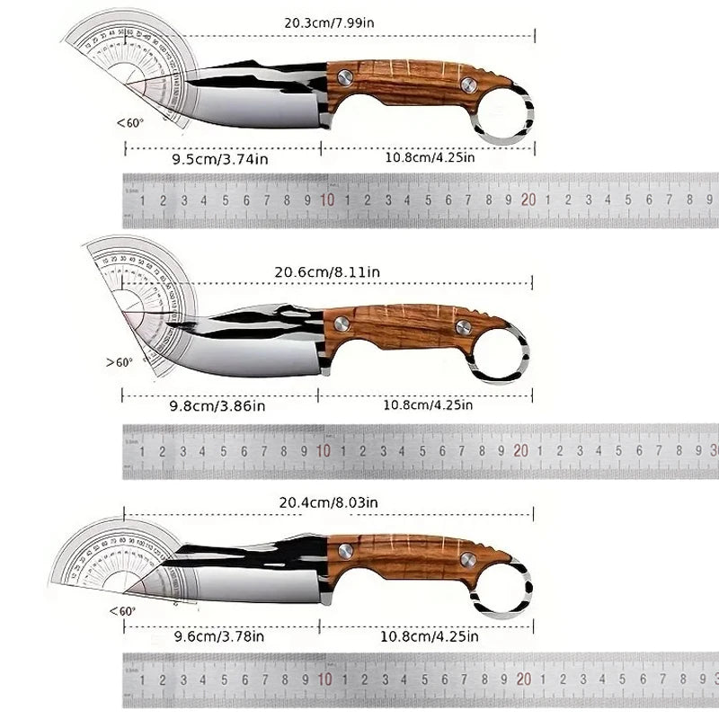 סט סכינים רב־תכליתי 3 חלקים  סט מקצועי 3 יחידות סכינים יעודיות לבשר וירקות – כולל סכין ייעודית להסרת עצמות, עשויה פלדת אל-חלד חדה לחיתוך בשר, וסכין פירות ניידת ונוחה לשימוש.