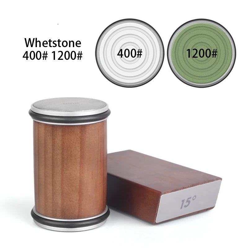 ערכת השחזה מגנטית עם גלגל זווית 15° ו-20°, כוללת אבן יהלום להשחזה מדויקת ומחזיק סכין מגנטי. פתרון מקצועי וקל לשימוש להשחזת סכיני מטבח ברמת שף.