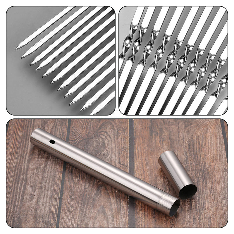 15 יחידות שיפודי נירוסטה רב־פעמיים עם צינור אחסון – מושלם לברביקיו, שיש קבב, קמפינג, פיקניק, בישול חוץ ואביזרי גריל